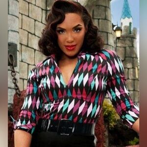 Pinup Couture PUG - Lauren Harlequin Teal